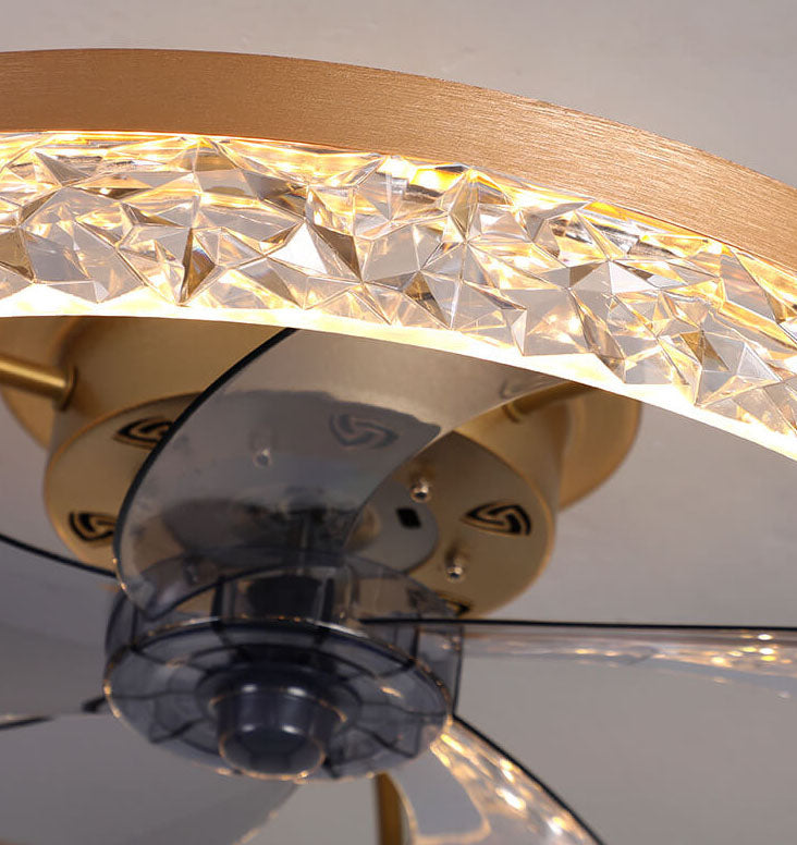 Modern Circle Ring LED Semi-Flush Mount Ceiling Fan Light Fixture