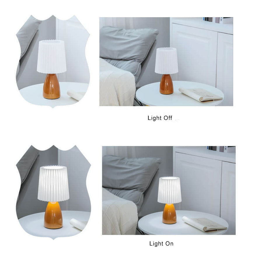 Nordic Vintage Pleated Shade Glass Base Table Lamp - 1-Light Home Accent