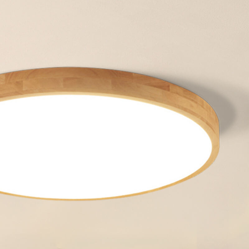 Nordic Solid Wood Ultra-Thin LED Flush Mount Ceiling Light