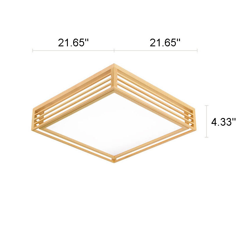 Nordic Solid Wood Square LED Tatami Light - Modern Ceiling Fixture