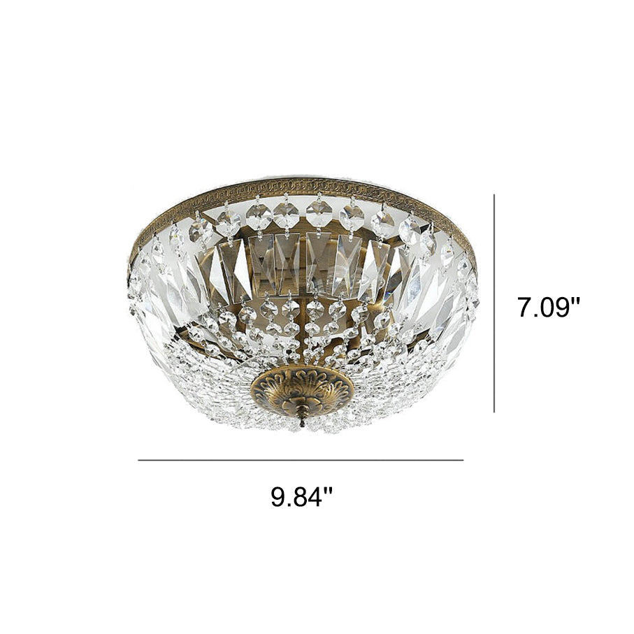 Vintage Round Crystal Flush Mount Ceiling Light 4/6 Light Fixture