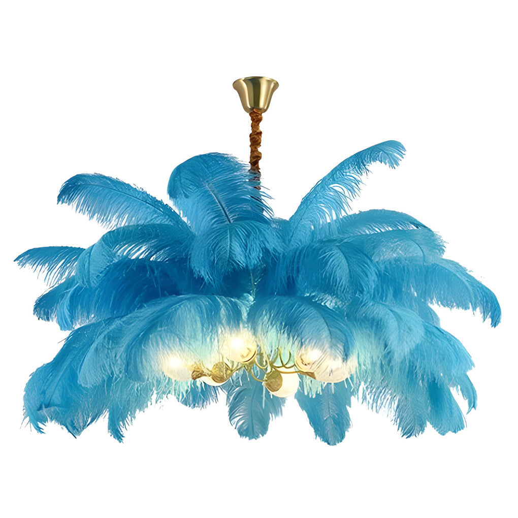 Feathers Copper Nordic Chandelier Flush Mount Ceiling Light