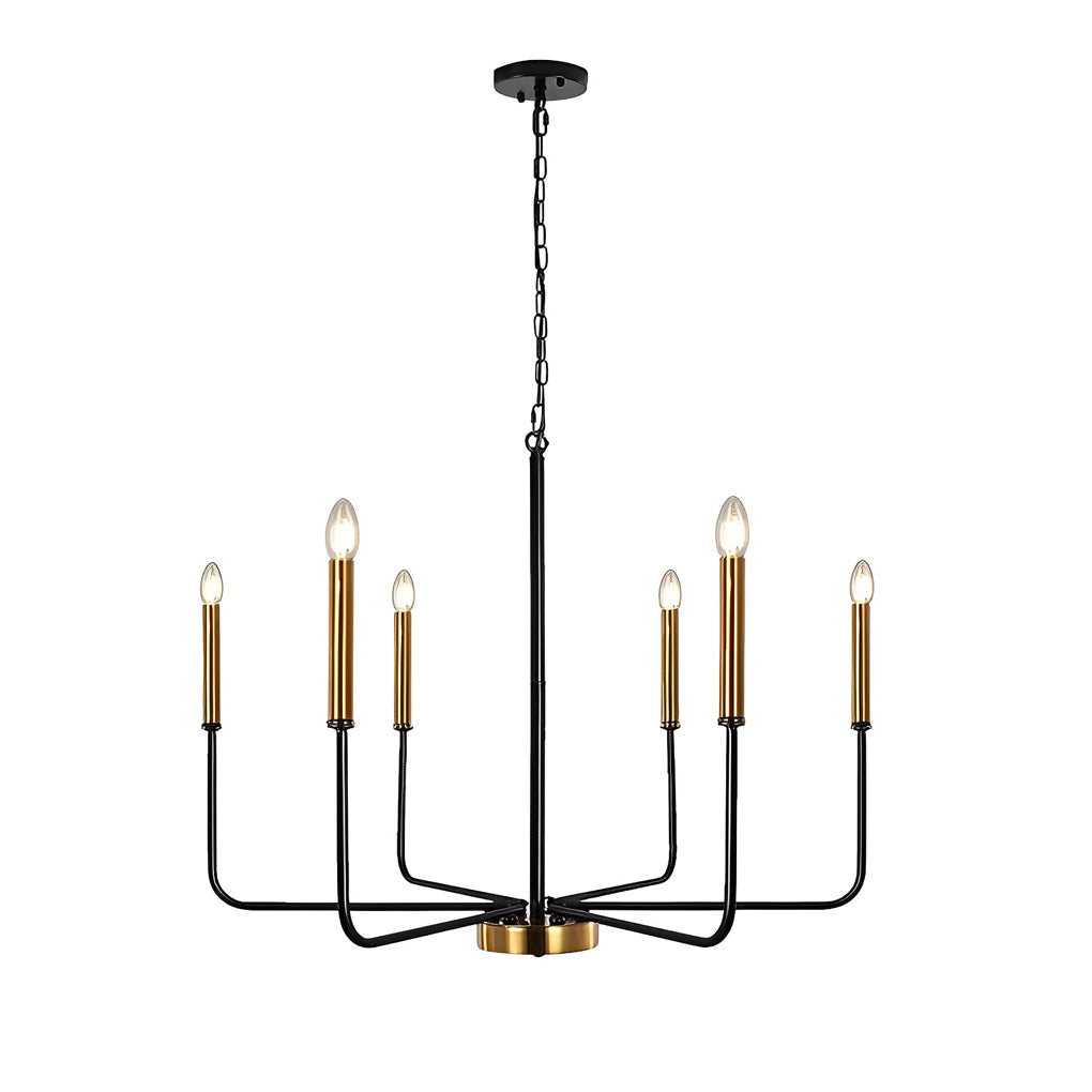 6-Light Rustic Iron Chandelier - American Style Candle Holder Lighting