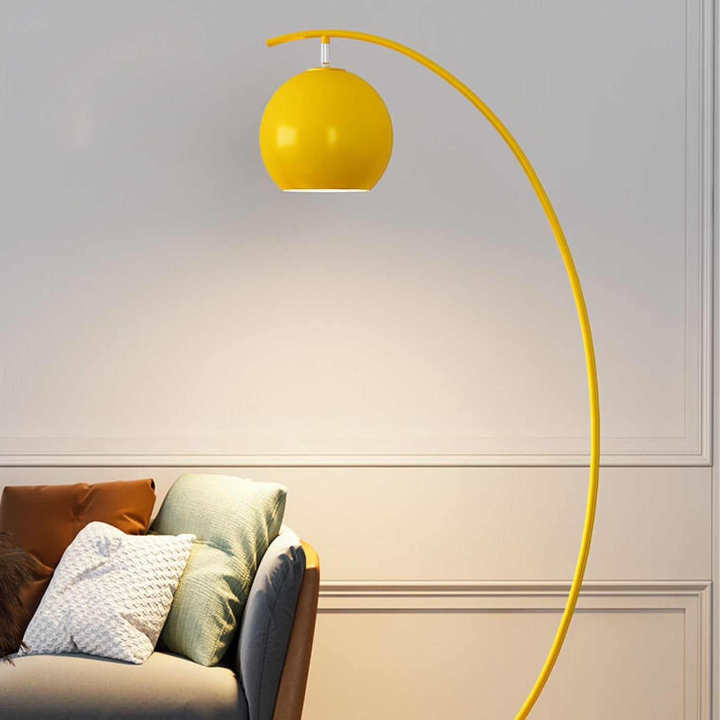 Nordic Minimalist Curved Line Floor Lamp - 1-Light Dome Design