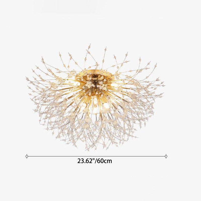 Modern Dandelion Crystal Semi-Flush Mount Ceiling Light 5/6/8 Lights