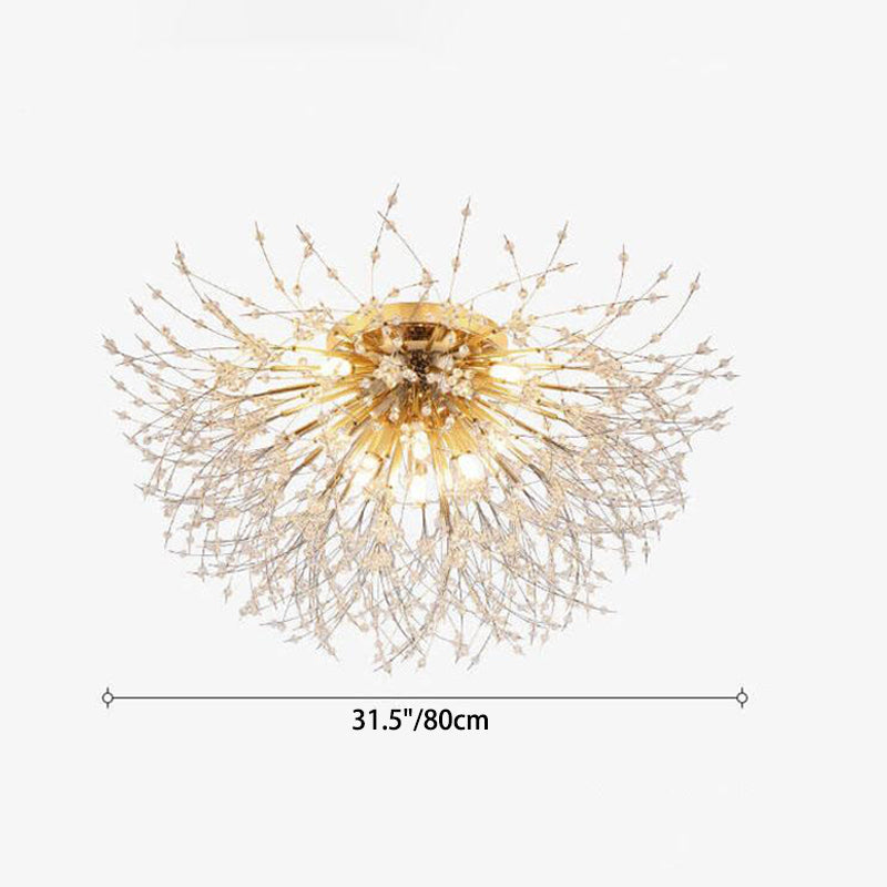 Modern Dandelion Crystal Semi-Flush Mount Ceiling Light 5/6/8 Lights