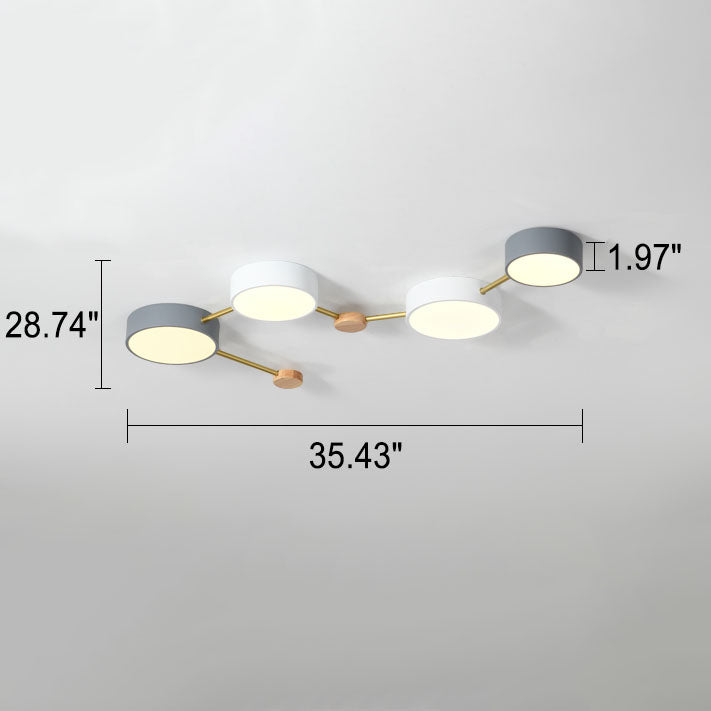 Scandinavian Minimalist Solid Wood Iron LED Flush Mount Light
