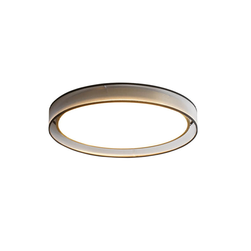 Contemporary Nordic Copper LED Flush Mount Ceiling Light - Round Gauze Fabric for Living Room & Bedroom
