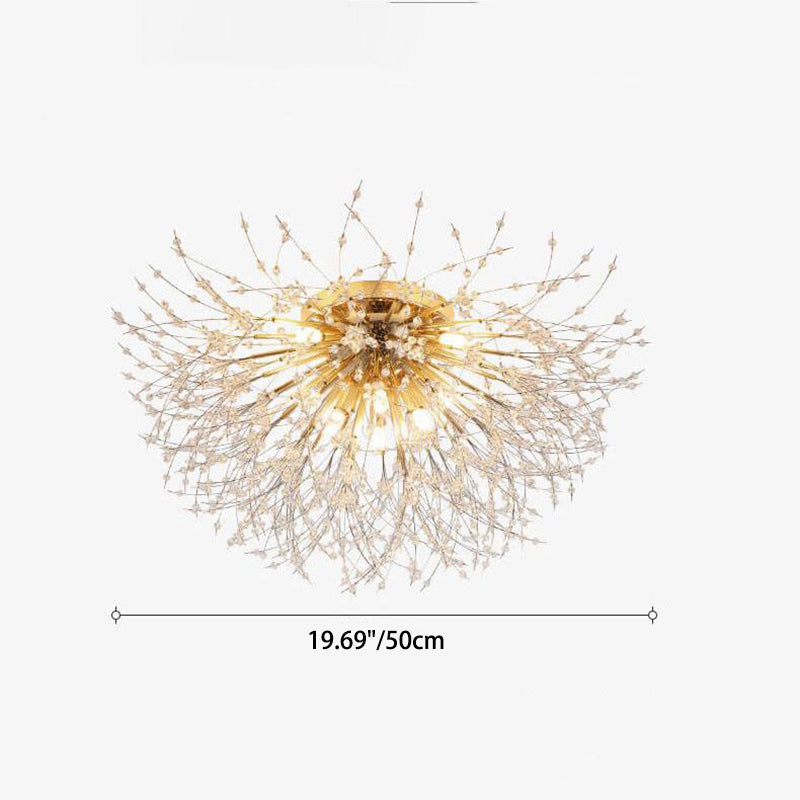 Modern Dandelion Crystal Semi-Flush Mount Ceiling Light 5/6/8 Lights