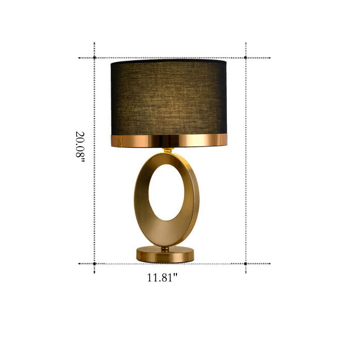 Modern Luxury Fabric Ring Base 1-Light Table Lamp - Elegant Indoor Lighting, Stylish Home Decor, Contemporary Design, Soft Glow, Bedroom or Living Room Accent, Unique Lighting Solution