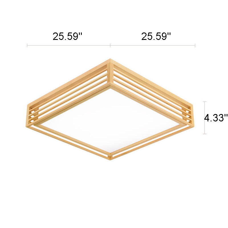 Nordic Solid Wood Square LED Tatami Ceiling Light
