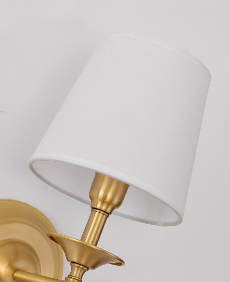 Modern Brass Fabric Shade Wall Sconce Light