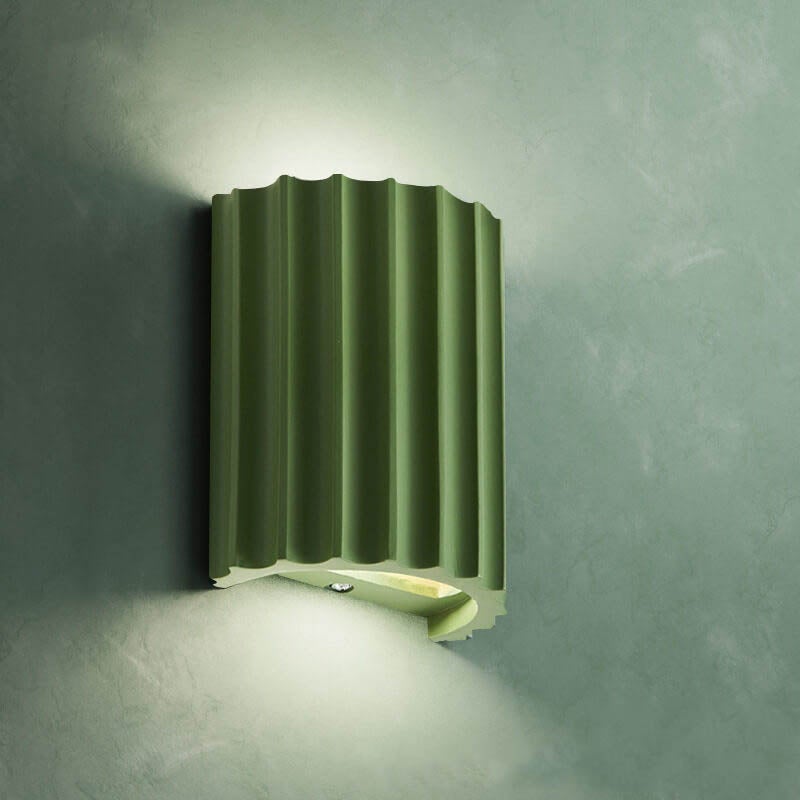 Macaron Resin Striped Half Cylinder Wall Sconce Lamp - 1-Light Decorative Lighting Fixture