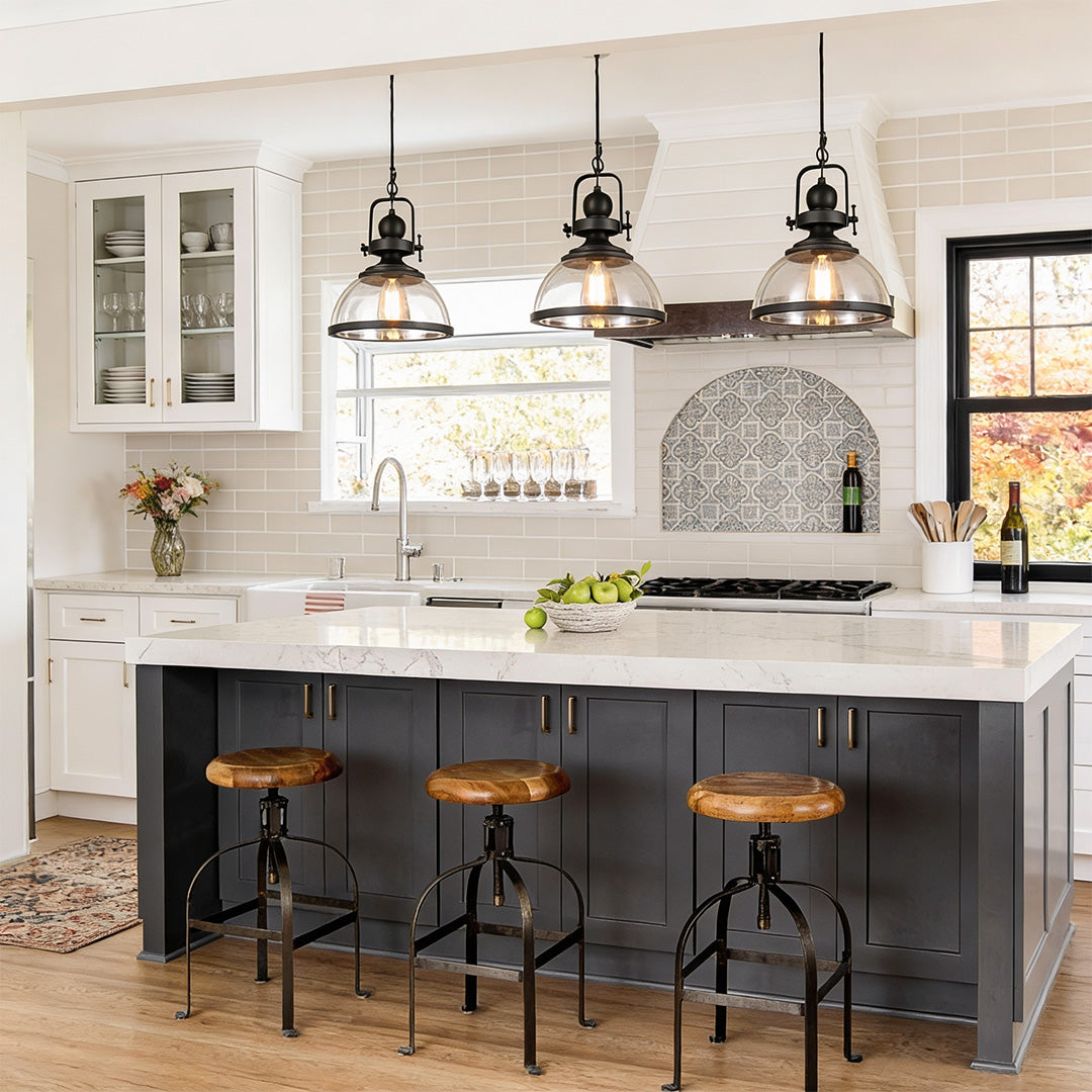Clear Glass Pendant Light - Retro Industrial Ceiling Fixture