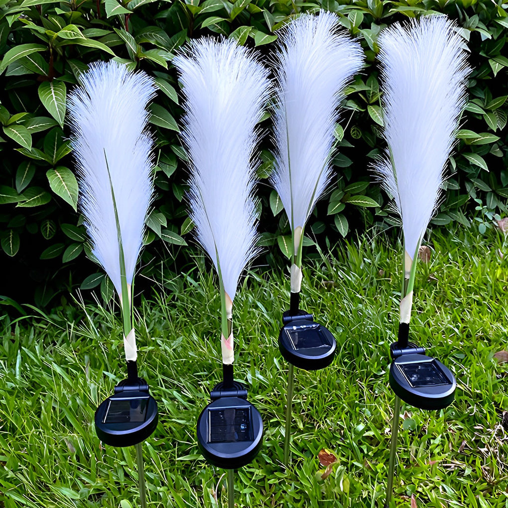 2PCS Hairy Reed LED Solar Lawn Lamps - Solar Garden Lighting, Outdoor LED Lights, Eco-Friendly, Waterproof, Decorative Landscape Lighting