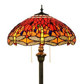 Vintage Tiffany Stained Glass Dragonfly Floor Lamp - 2-Light Art Nouveau Design, Handcrafted Decorative Lighting, Unique Home Accent