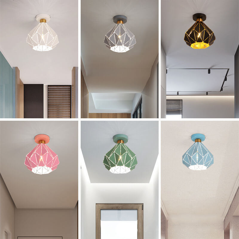 Modern Macaron 1-Light Diamond Dome Semi-Flush Mount Ceiling Light