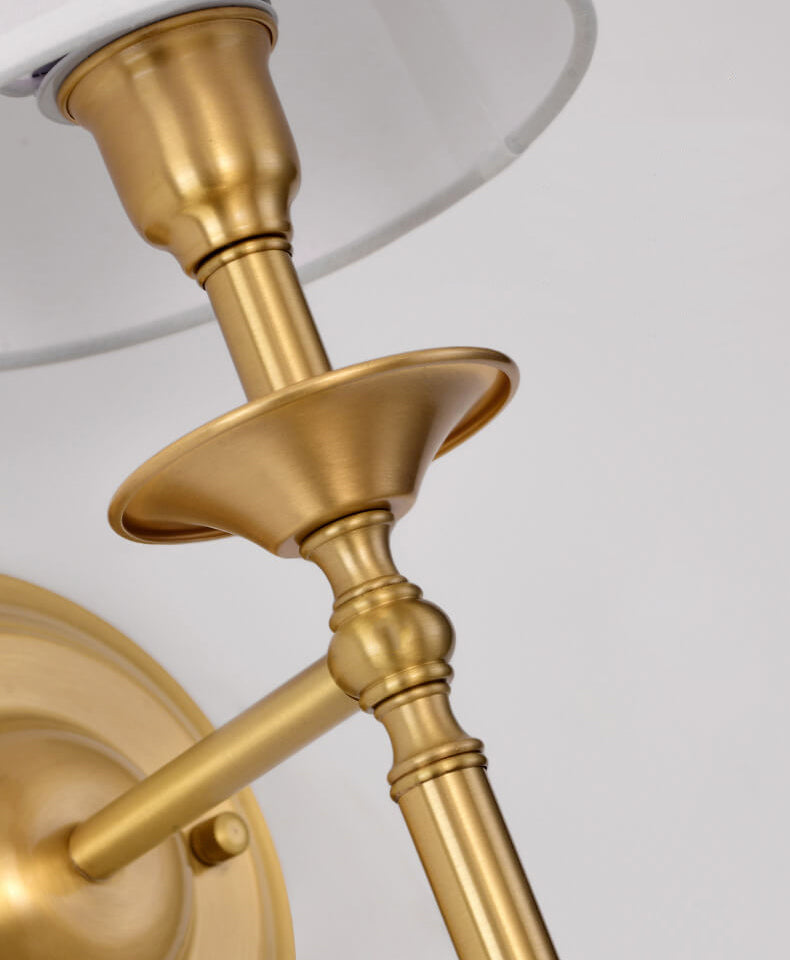 Modern Brass Fabric Shade Wall Sconce Light