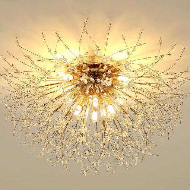 Modern Dandelion Crystal Semi-Flush Mount Ceiling Light 5/6/8 Lights