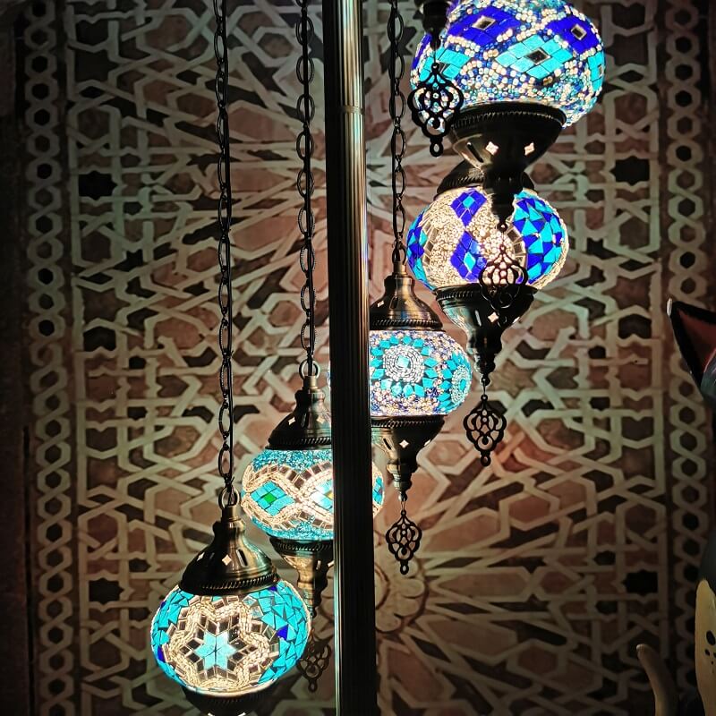 Retro Turkish Moroccan Globe 9-Light Floor Lamp - Vintage Boho Decor Lighting