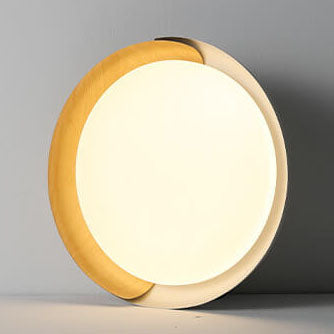 Minimalist Round Wood Grain LED Flush Mount Ceiling Light