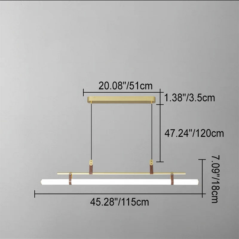 Modern Minimalist LED Island Light Chandelier - Iron, Acrylic & Faux Leather for Living & Dining Rooms
