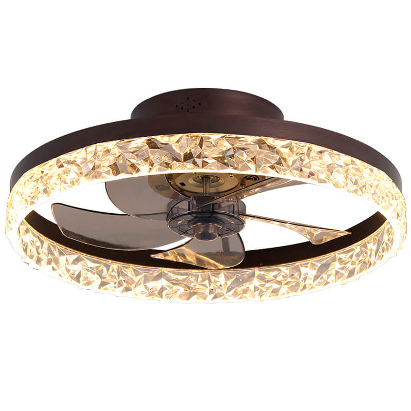 Modern Circle Ring LED Semi-Flush Mount Ceiling Fan Light Fixture