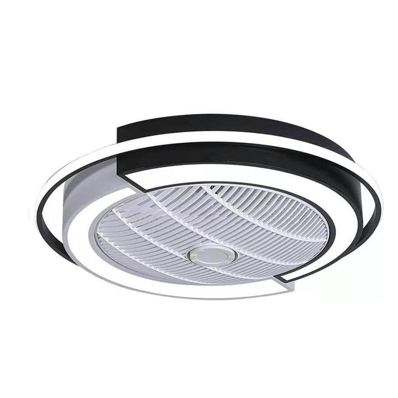 Modern Round LED Semi-Flush Mount Ceiling Fan Light