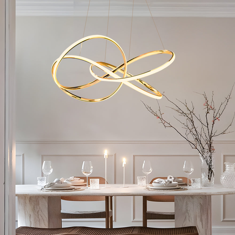 Circular Curved LED Chandelier - 3 Step Dimming Modern Lighting Solution