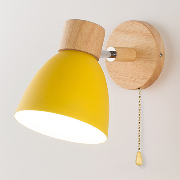 Modern Minimalist Macaron Iron Wood Wall Sconce Lamp - 1 Light Home Decor