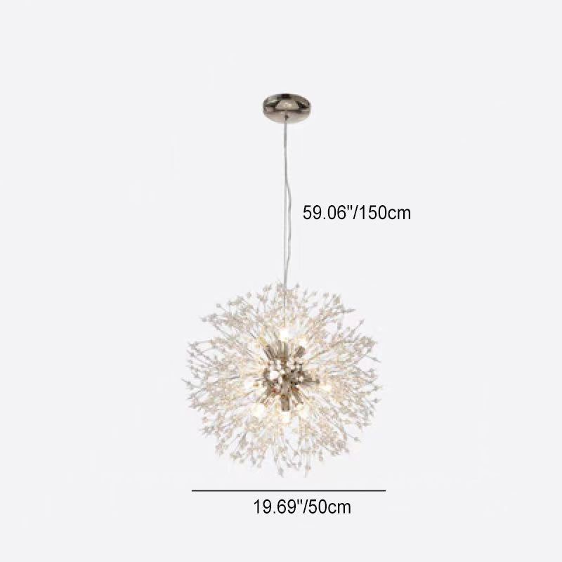 Contemporary Scandinavian Dandelion Crystal Chandelier - 8/9/12/16 Lights for Bedroom Elegance
