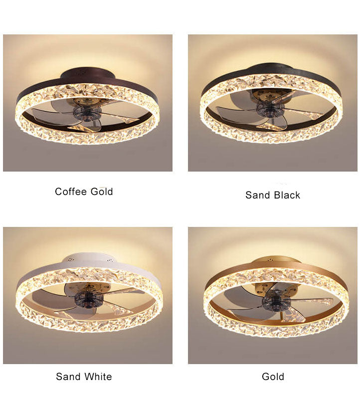 Modern Circle Ring LED Semi-Flush Mount Ceiling Fan Light Fixture
