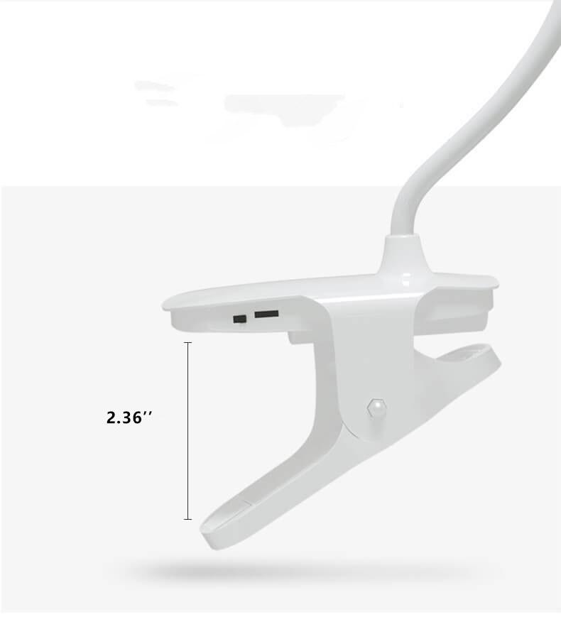Rechargeable LED Clip Desk Lamp Eye Protection Night Light, Adjustable Brightness, Portable Reading Lamp, USB Rechargeable, Flexible Gooseneck, Dimmable Night Light for Study, Bedroom, Office, Bedside, Travel