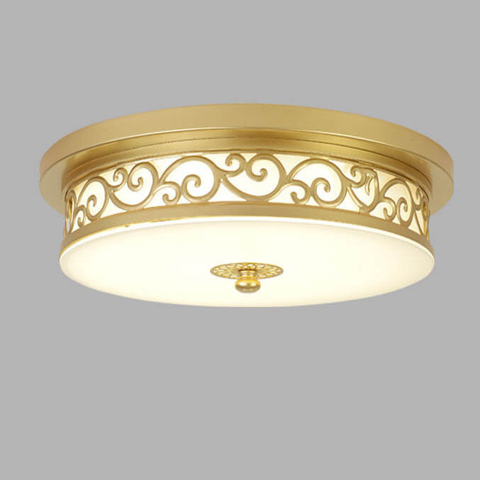 Vintage Circle Patterned Edge Iron LED Flush Mount Light