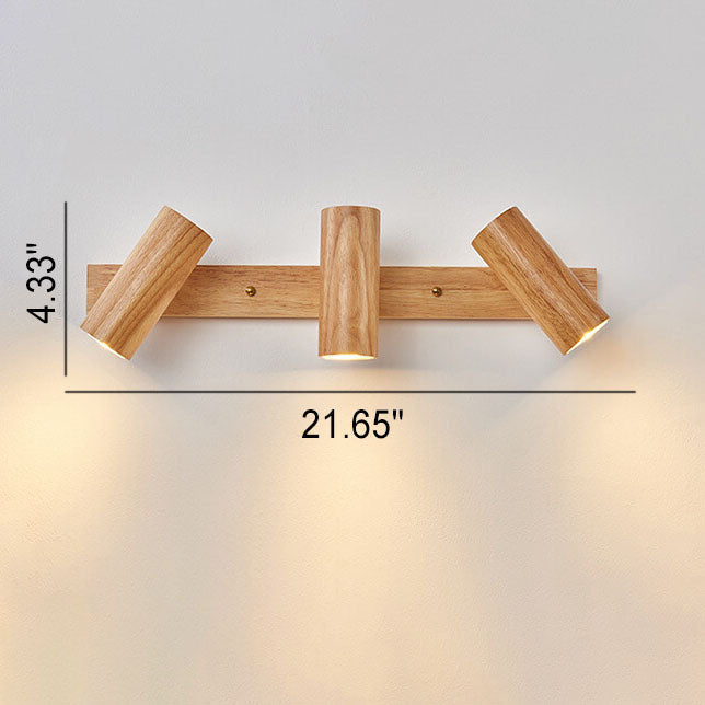 Japanese Minimalist Solid Wood Spotlight Track Ceiling Light - 1/3/4 Light Flush Mount