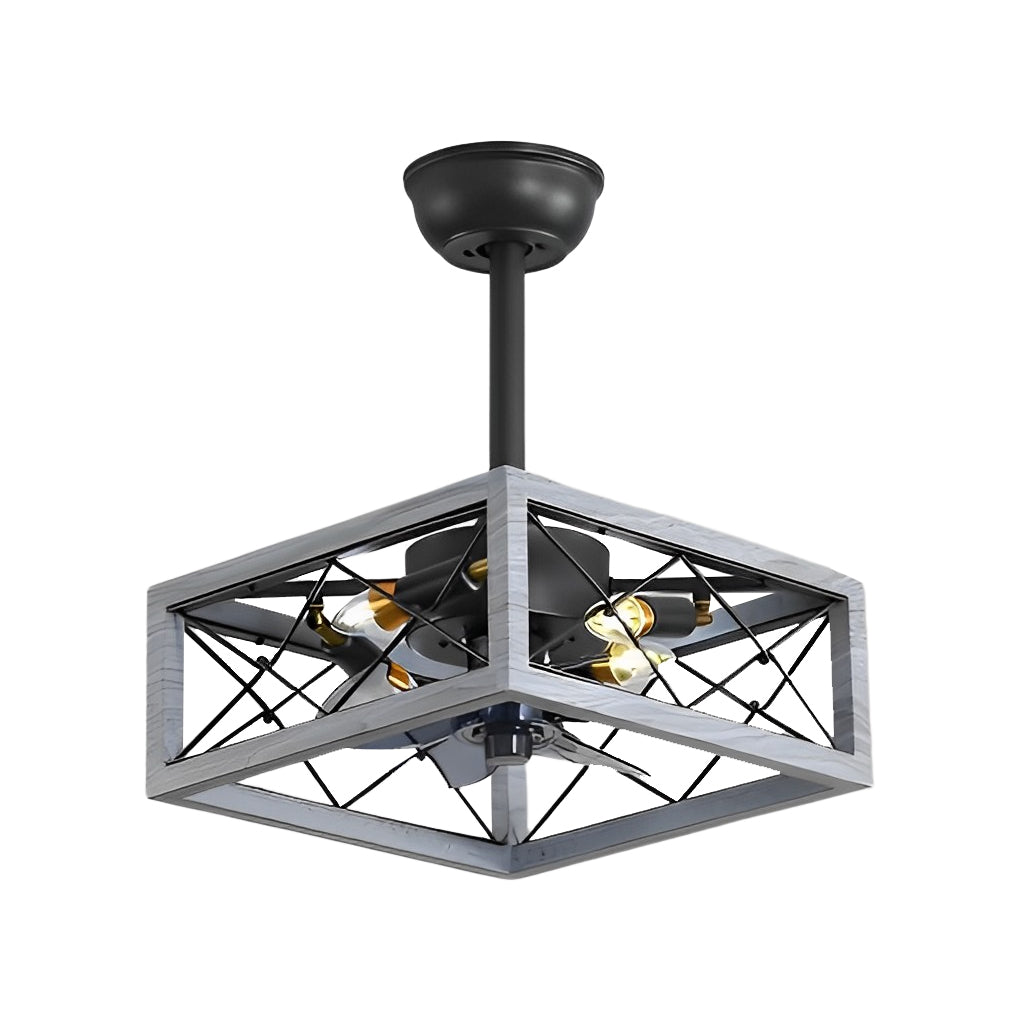 Retro Bladeless Ceiling Fan with Remote - Three Step Dimming LED Mute Design