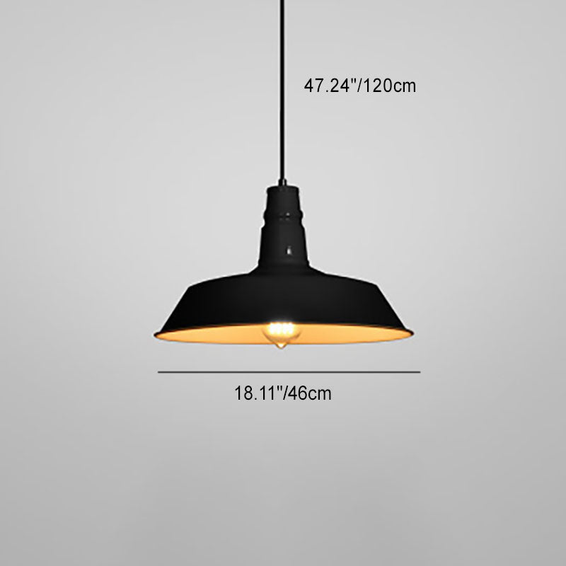 Contemporary Industrial Round Iron 1-Light Pendant for Living Room