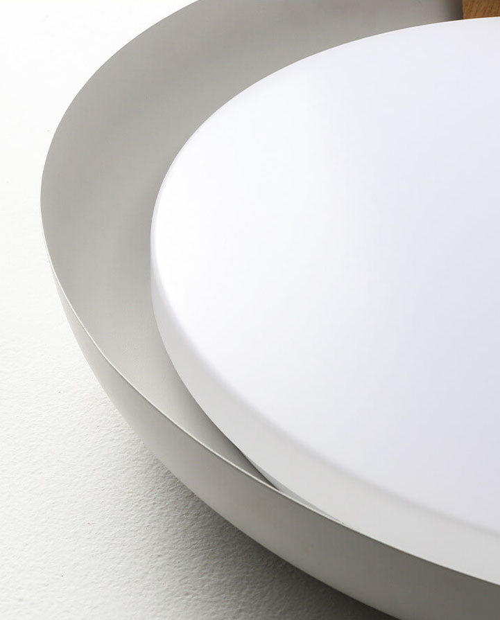 Minimalist Round Wood Grain LED Flush Mount Ceiling Light