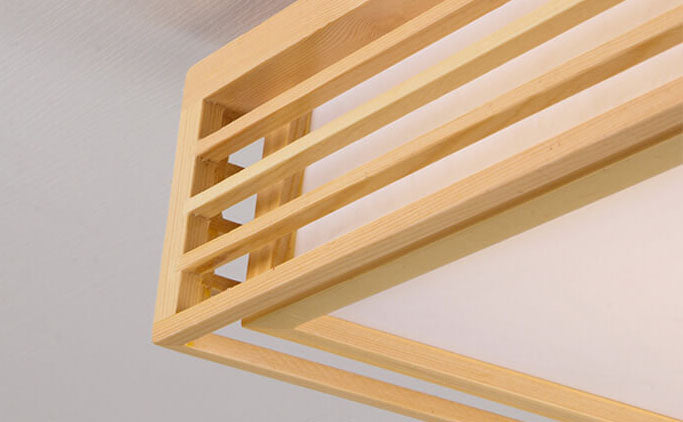 Nordic Solid Wood Square LED Tatami Light - Modern Ceiling Fixture