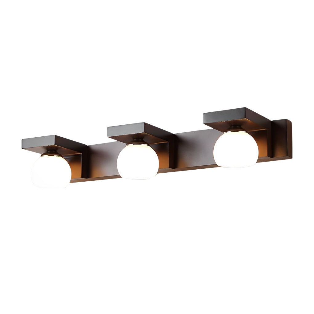 2/3-Light Wood Bathroom Vanity Light Fixture with Adjustable Iron Spotlights and Fixed Glass Shades, Modern Rustic Lighting for Home Decor, Stylish Wall Sconce for Vanity Lighting, Energy-Efficient LED Compatible, Easy Install Bathroom Lighting Solutions