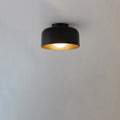 Minimalist Dome Wood Grain Iron 1-Light Semi-Flush Mount Ceiling Fixture