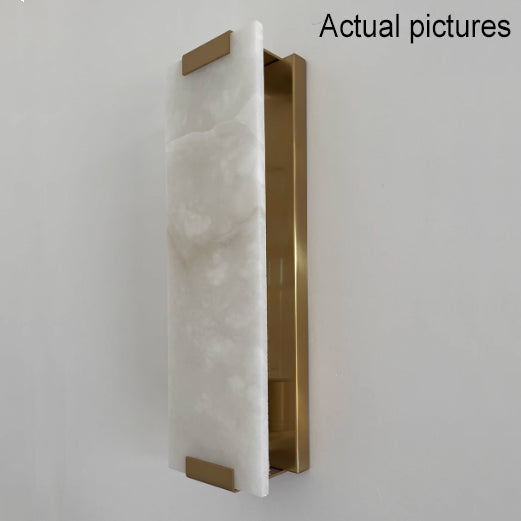 Nordic Light Luxury Copper Marble Strip Design 3-Light Wall Sconce Lamp - Modern Wall Lighting Fixture, Elegant Copper Finish, Marble Accent, Contemporary Home Decor, Stylish Indoor Lighting, Bedroom, Living Room, Hallway Illumination, Scandinavian Design