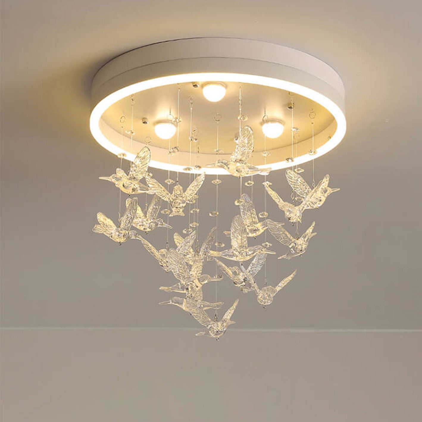 Modern Cartoon Round Bird LED Flush Mount Ceiling Light