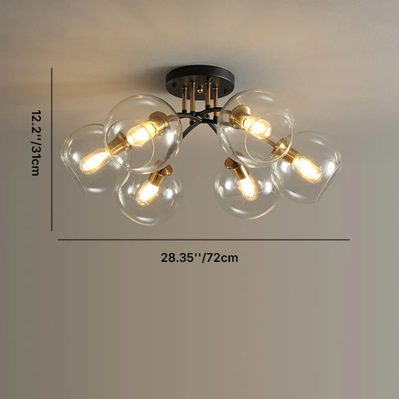 Modern Luxury Iron Glass Magic Bean Semi-Flush Mount Ceiling Light - 4/6/8 Lights for Bedroom