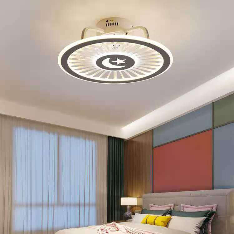 Modern Clear Acrylic LED Flush Mount Ceiling Fan Light - Stylish Ceiling Fixture, Energy Efficient Lighting, Contemporary Home Decor