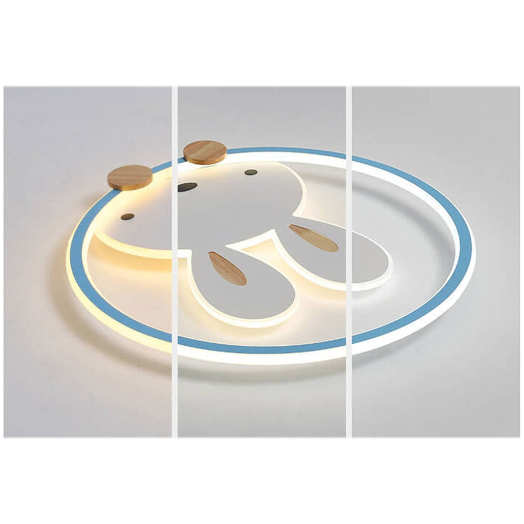 Childlike Modern Cartoon Rabbit LED Flush Mount Light Ceiling Fixture Cute Bunny Design for Kids Room Nursery Playroom Aesthetic Lighting Decor Kids Bedroom Illumination Creative Playful Home Lighting Children's Room Ceiling Light