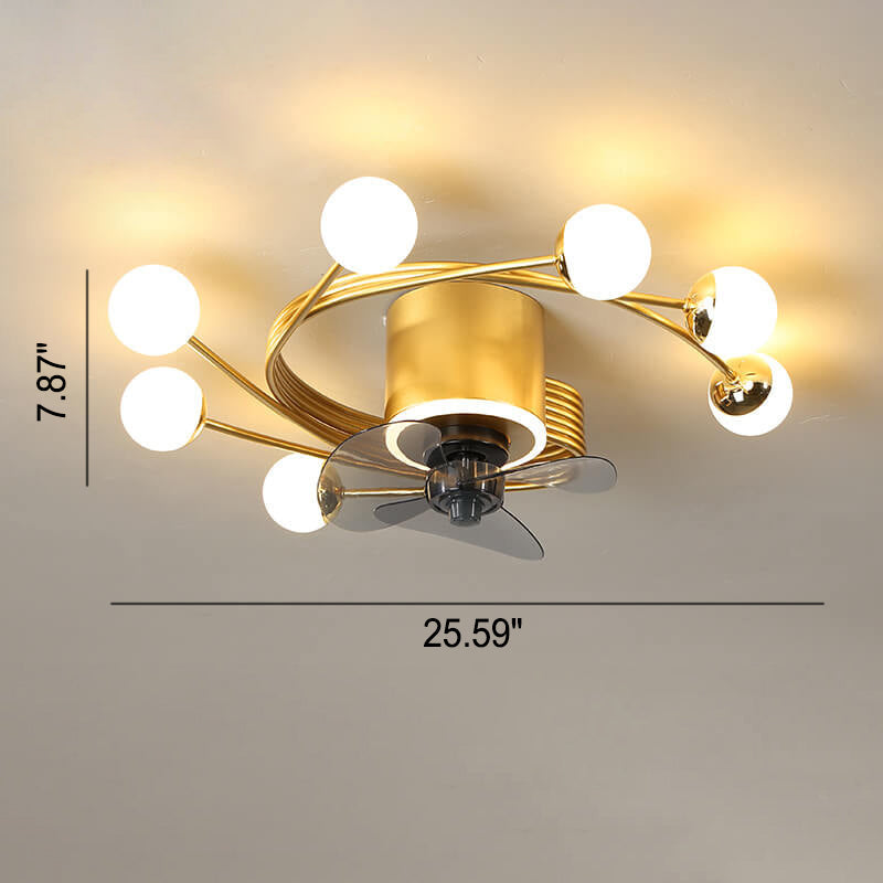 Nordic Light Luxury 5/7-Light LED Flush Mount Ceiling Fan