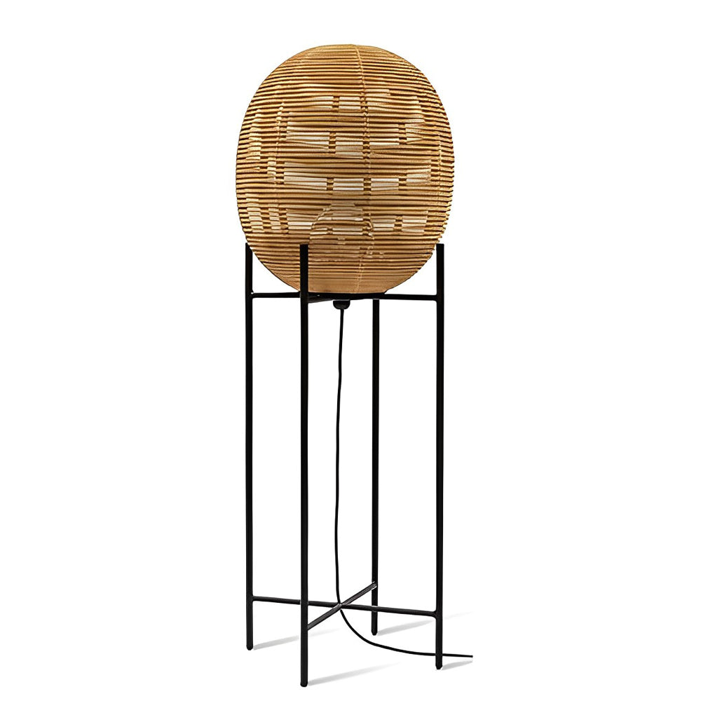 Rustic Boho Rattan Metal Frame Floor Lamp - Chic Accent Lighting for Home Decor