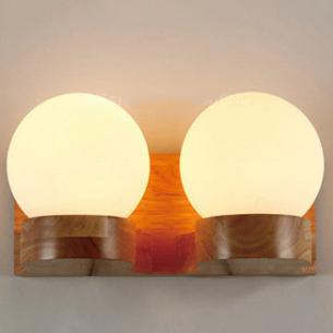 Contemporary Nordic Rubberwood Glass Ball Wall Sconce for Bedroom Lighting