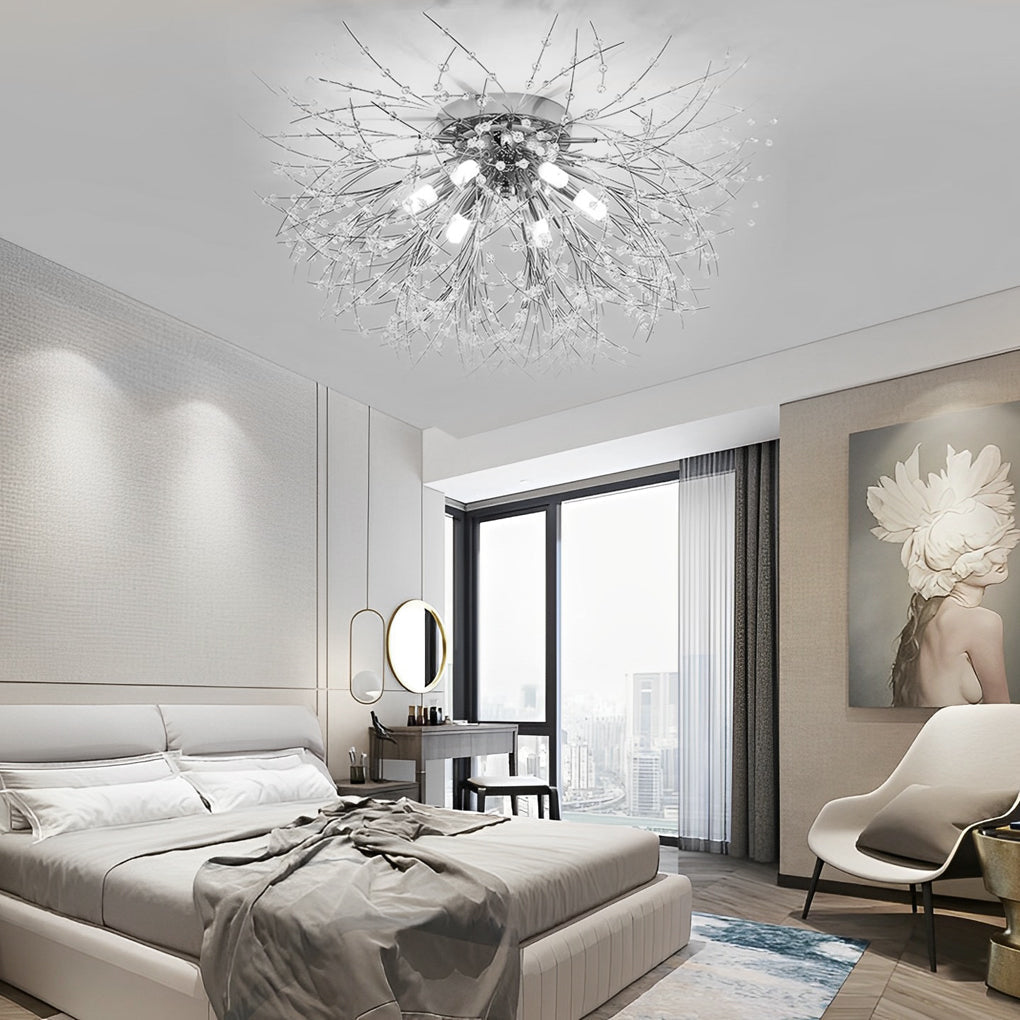Classic Metal Crystal LED Flush Mount Ceiling Light